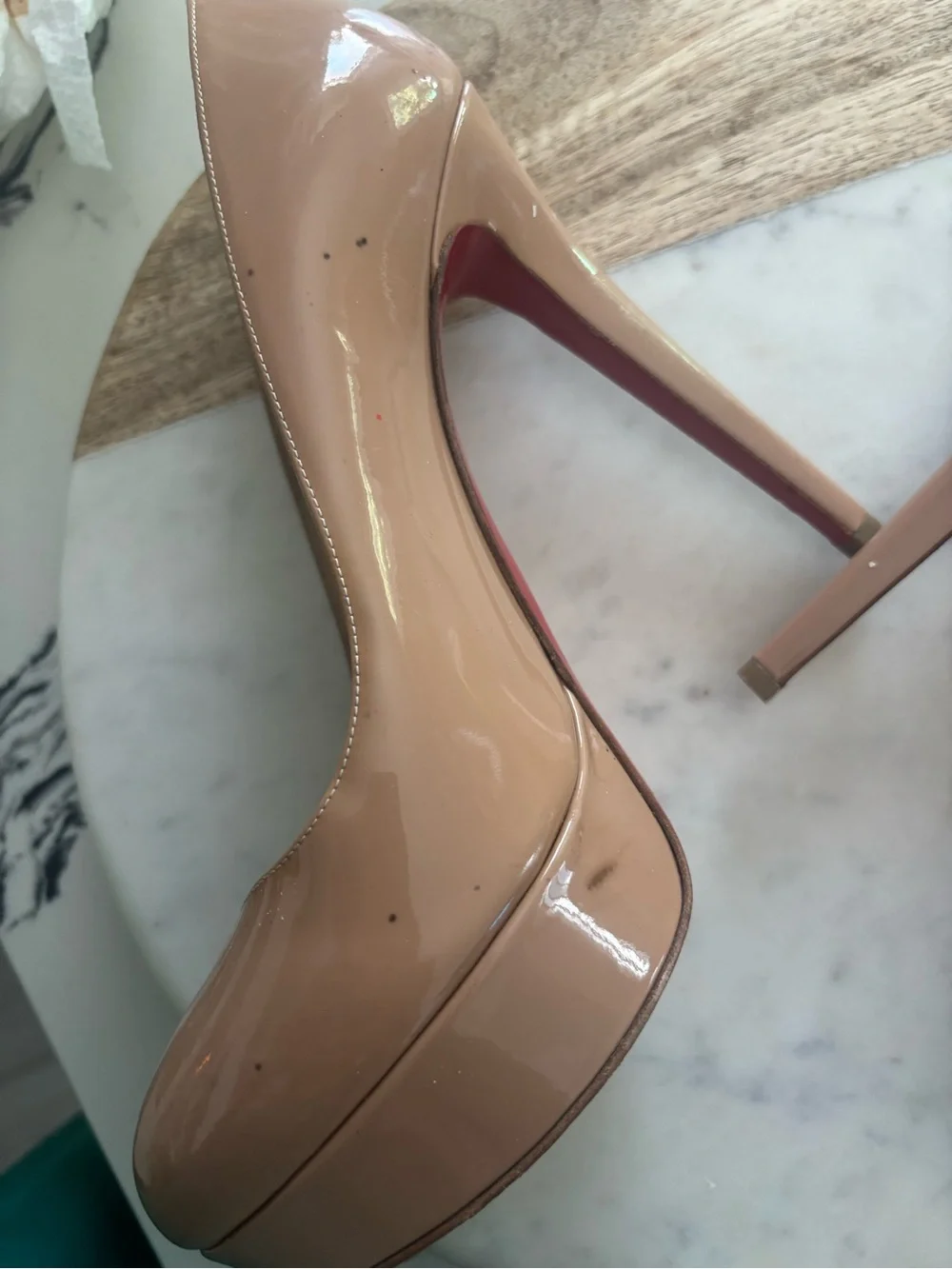 Christian Louboutin Patent Leather Nude Pumps
